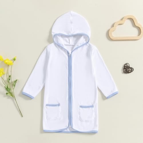 Baby Girls Boys Terry Cloth Swim Cover Up Zip Up Hooded Bathing Suit Coverup Wraps Kid Summer Pool Beach Swimsuit2