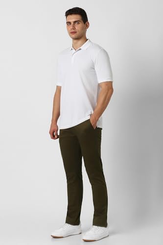 Image of Peter England Men's Super Slim Fit Stretchable Cotton Satin Casual Trousers | Office Sleek & Trendy Look