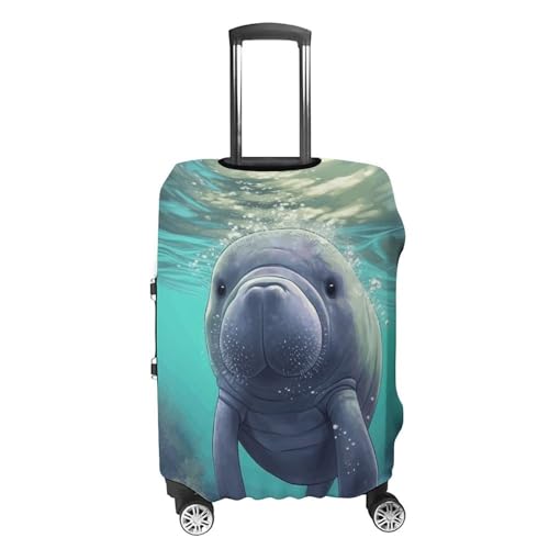 Luggage Cover Dustproof Anti-scratch Suitcase Cover Elastic Travel Suitcase Protector Cute Sea Animal Manatee Washable Baggage Case Luggage Sleeves Fits 18-32 Inch Luggage4