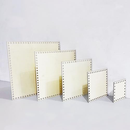 Yayatty 5 PCS Crochet Bag Bottom with Wooden Base for DIY Basket Craft Weaving Making Supplies, Square 2 - 5 PCS - Image 4