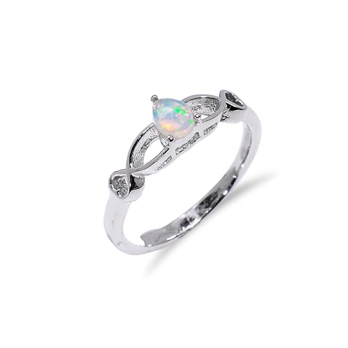 Bague opale naturelle argent octobre pour femme style