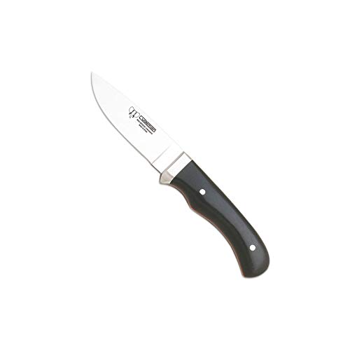 Cudeman Cuchillo Tejano 116-M hoja de acero inoxidable ACX-380 de 9 cm empuñadura de micarta negra de 11 cm para caza, pesca, supervivencia y bushcraft + Portabotellas regalo