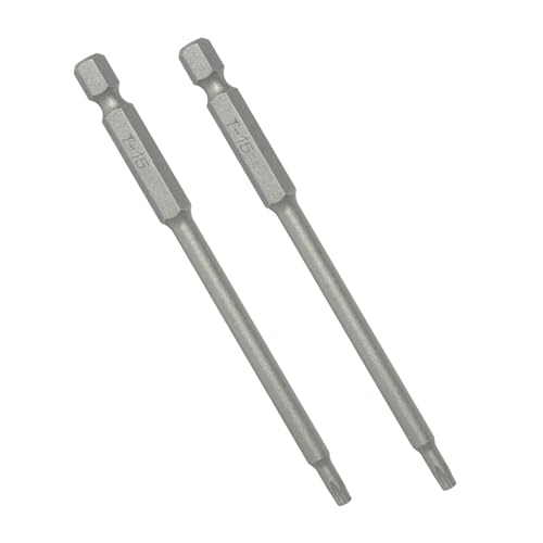 Image of POWERTEC 4 in. T15 Torx Driver Bit (2 Pack) - S2 Alloy Steel Decking Bits with Depth Stop, 1 /4 inch Hex Shank for Drills & Impact Drivers, Compatible with Edge Deck Jigs (72187)