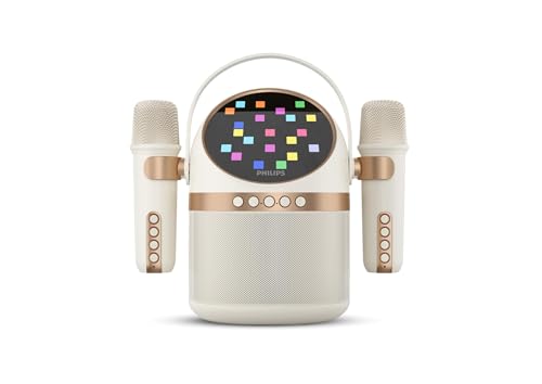 PHILIPS S2508 Portable Karaoke Machine,Party Bluetooth Speaker with 2 Karaoke Microphones,7 H...