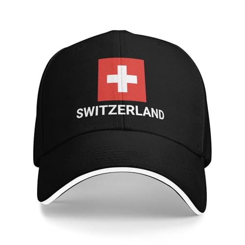 Soutenir le drapeau de la Suisse Casquettes suisses pour hommes et femmes I Stand avec la Suisse Casquette de baseball Trucker Chapeaux, noir, Taille unique