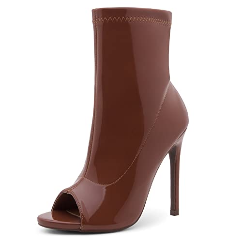 Shoe Land Chelsee Womens Peep Toe Ankle Booties Stiletto High Heel Dress Boots