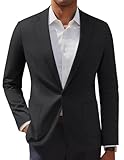 PJ PAUL JONES Men Casual Sport Coat Notched Lapel Lightweight Blazer Slim Fit One Button Suit Jacket Black