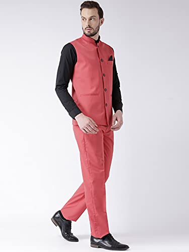 Image of hangup Men's Synthetic Notch Lapel Suit (2BasketTR Cherry 40 red