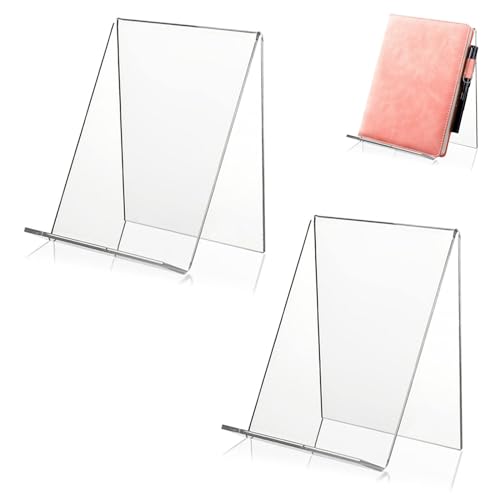 Supporto per Libri Acrilico Trasparente, Leggio e Scaffale da Tavolo, Porta Album di Foto e Brochure, Fermalibri, 2 Pezzi