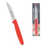 R.Herder Schälmesser – Solingenstahl – Roter PP Griff – Universalmesser – Rostfrei – Scharf & Spülmaschinengeeignet – 19,5 cm – Gewicht 19,36 g, Rot