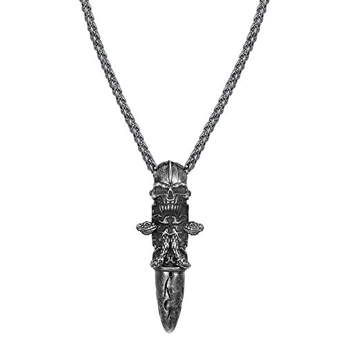 Collier pour homme pendentif serpent et crâne, idée cadeau anniversaire