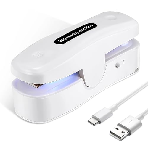 2 In 1 Mini Bag Sealer with Cutter, Rechargeable Heat Sealer, Portable Snack Bag Sealer for Plastic Bag Food Storage