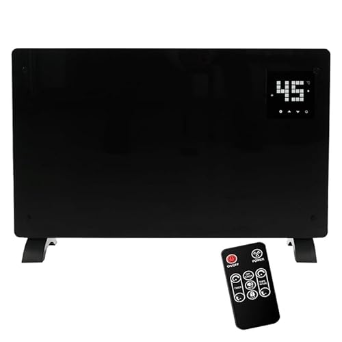 WiFi Smart Electric Glass Panel Heater 2000W | Wall Mounted & Freestanding Slim Radiator | App & Remote Control, 24H 7-Day Timer, Open Window Detection, Energy Efficient Heating Black/White (Black)