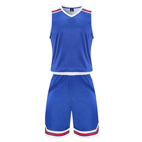 Zanisouta Camiseta de baloncesto para hombre, de secado rápido, ligero, 2 piezas, camiseta de tirantes transpirable, traje de verano monocolor, O azul., XXXXXL