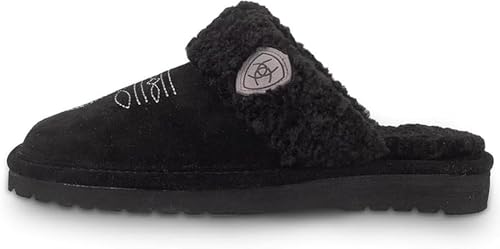 Image of ARIAT Women's Jackie Square Toe Warm Soft Genuine Suede Leather Indoor Outdoor Slippers with Plush Collar