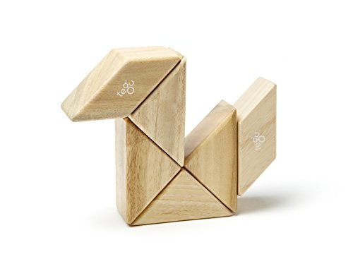 Image of 6 Piece Tegu Pocket Pouch Prism Magnetic Wooden Block Set, Natural