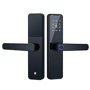 Splenssy Tuya Smart Fingerprint Door Lock, Keypad Door Lock with Handle, Fingerprint Electronic Deadbolt Door Lock, Aluminum Alloy Smart Door Lock, Fingerprint/Card/Key/Code Unlock