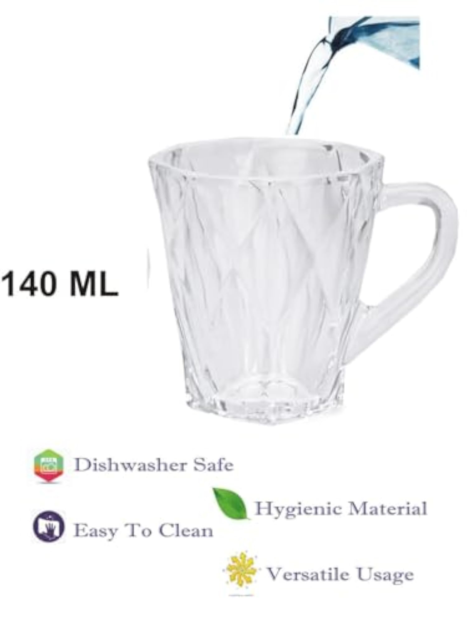 Clear Glass Coffee & Tea Cup Set (140 Ml), Pack of 2