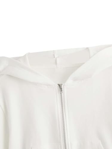 Milumia Girl's Zip Up Hoodie Solid Long Sleeve Hooded Jacket Crop Top with Pocket4