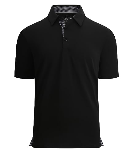 Alex Vando Mens Golf Shirt Moisture Wicking Quick-Dry Solid Short Sleeve Polo Shirts for Men