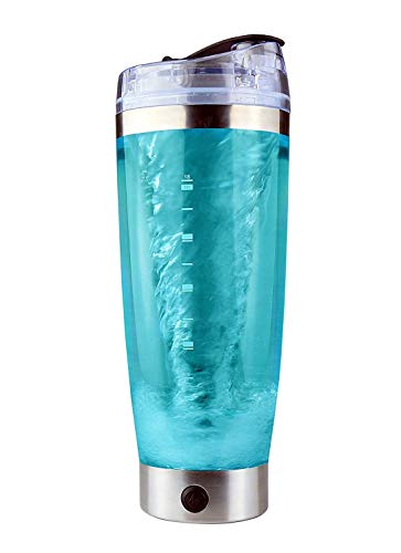 Mitsuru® Shaker – Proteínas eléctrico botella con compartimento para polvo 600 ml | sin BPA | 16000 RPM | recargable con cable USB | hermético
