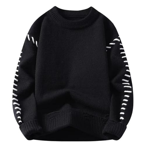 Men's Sweater Round Neck Knit Pullover Base Layer Casual Long Sleeve Top for Men