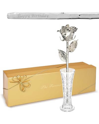 Image of Forever Rose Silver Dipped Rose, Custom Laser Engraved Silver Flower