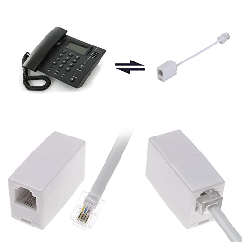 eMagTech 2PCS RJ11 to RJ45 Converter Adapter Telephone Splitter Telephone J11(6P4C) Female to RJ45(8P8C) Male Cable Cord Plug and Play 145mm White - Image 3