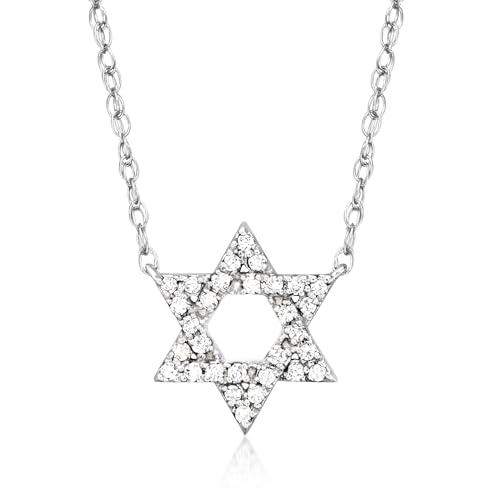 Ross-Simons 0.15 ct. t.w. Diamond Star Of David Necklace in Sterling Silver. 16 inches