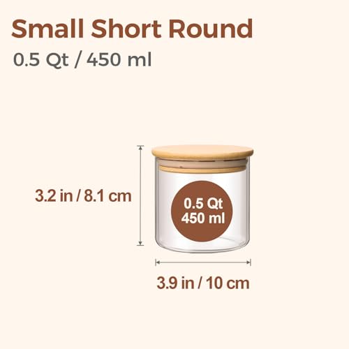 Image of ComSaf Glass Storage Containers with Lids 0.5 Qt, 9 Pack Small Glass Jars