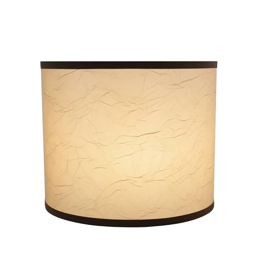 Image of Aspen Creative 31098A Transitional Drum (Cylinder) Shaped Spider Construction Lamp Shade in Beige & Brwon Trim, 12 inch Wide (12 inch x 12 inch x 10 inch)