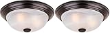 DESIGNERS FOUNTAIN Reedley 2-Lights Flush Mount Ceiling Light, 11 Inch Lighting Fixture for Kitchen, Bedroom, Bathroom, and Hallway, White Alabaster Glass, Oil Rubbed Bronze, 1257S-ORB-AL (Pack of 2)