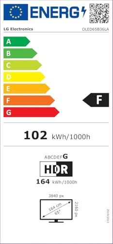 LG TV OLED 2023 | OLED65B3 | 65'' (164 cm) | OLED | Processeur α7 AI Gen6 4K, Gris foncé/Noir