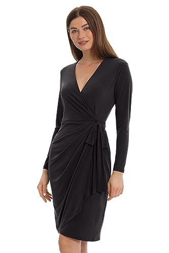 Maggy London Women's Long Sleeve Matte Jersey Wrap Career Office Workwear Desk to Dinner Event Guest of4