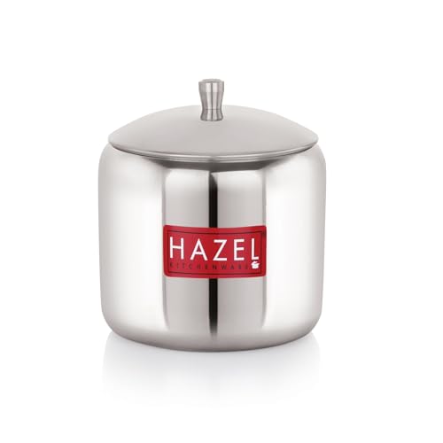 Image of HAZEL Stainless Steel Sugar Pot with Lid, 300ML Tea,Coffee & Sugar Jar, Compact Kitchen Storage Container for Countertop, Easy-to-Clean Jar