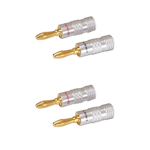 Image of MX Gold‑Plated 4 mm Banana Plugs - Heavy‑Duty Metal Connectors, Stackable Speaker Cable Terminals, Pack of 2
