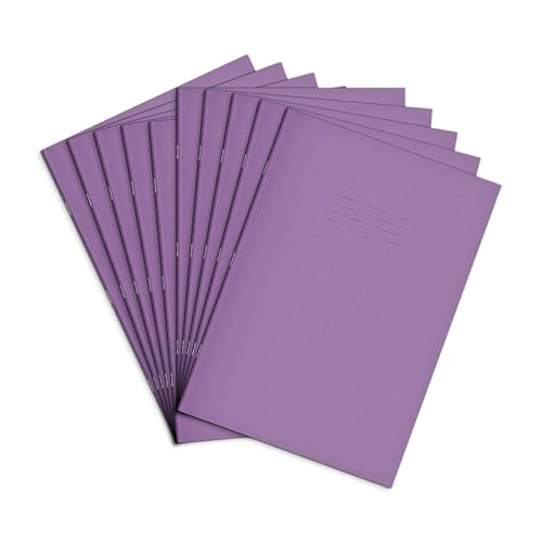 Rhino A4 Cornell Exercise Book, 80-Page / 8mm Lined Notebook, 10-Pack, Office & School Stationery Supplies, Purple