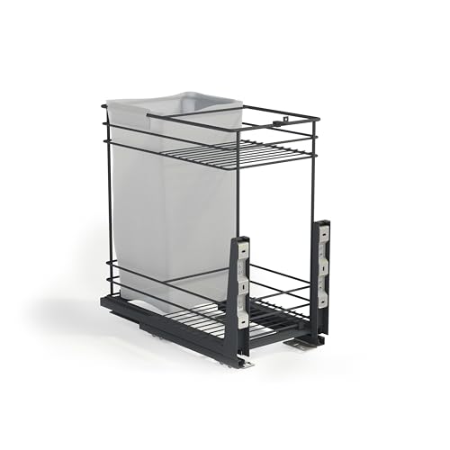 Emuca - Chariot Coulissant avec paniers et Chariot à Pain Titane, Fermeture à amortie, pour modules de Cuisine de 300mm, Acier, Gris Antracite