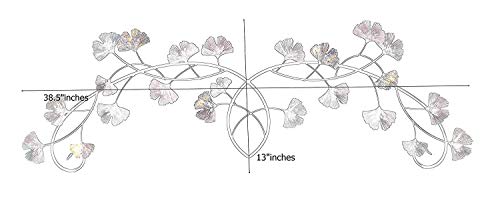 Bellaa Metal Wall Art Flower Ginkgo Leaf Abstract Blue Scroll Hanging Celtic 3D Sculpture Boho Home Decor Outdoor Farmhouse Rustic Japanese Style Golden Blue Turquoise #TOP2