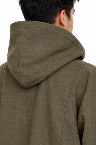 Image of Exotic India Men's Woolen Blend Kashmiri Phiran with Hood | Pure Wool Long Overcoat-Oversized Phiran for Men