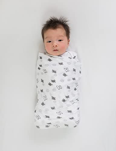 Image of Amazing Baby - Swaddle Studio 3pk - Loved, Floral Milestone & Sensory Muslin Swaddle Blankets, Butterflies and Bitty Flowers - Black & White for Baby's Visual Development