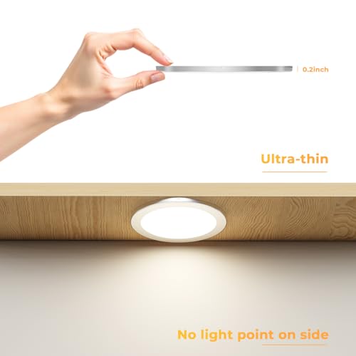 Image of VST Under Cabinet Mini Panel Lighting 3.94inch 12V 2.5W(Total 15W) with Wireless Dimmer Switch, Surface Mount Puck Light for Kitchen Van Truck Car Galley Downlight 6Pack(Round 2700K-6500K)