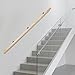 7FT Pine Wood Stair Handrail, 330.69lb Capacity, Anti-Slip, Natural Wood, Wall-Mounted with 3 Brackets, for Indoor Stairs, Lofts