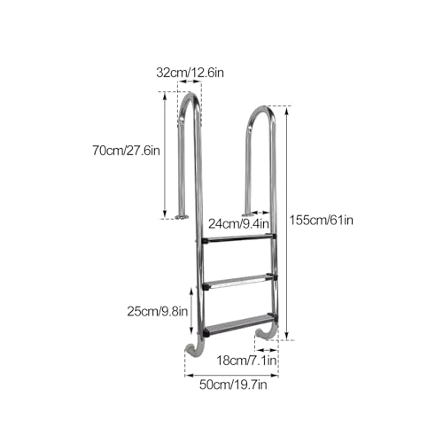 Escalera de piscina de acero inoxidable 3 peldaños miniatura 3