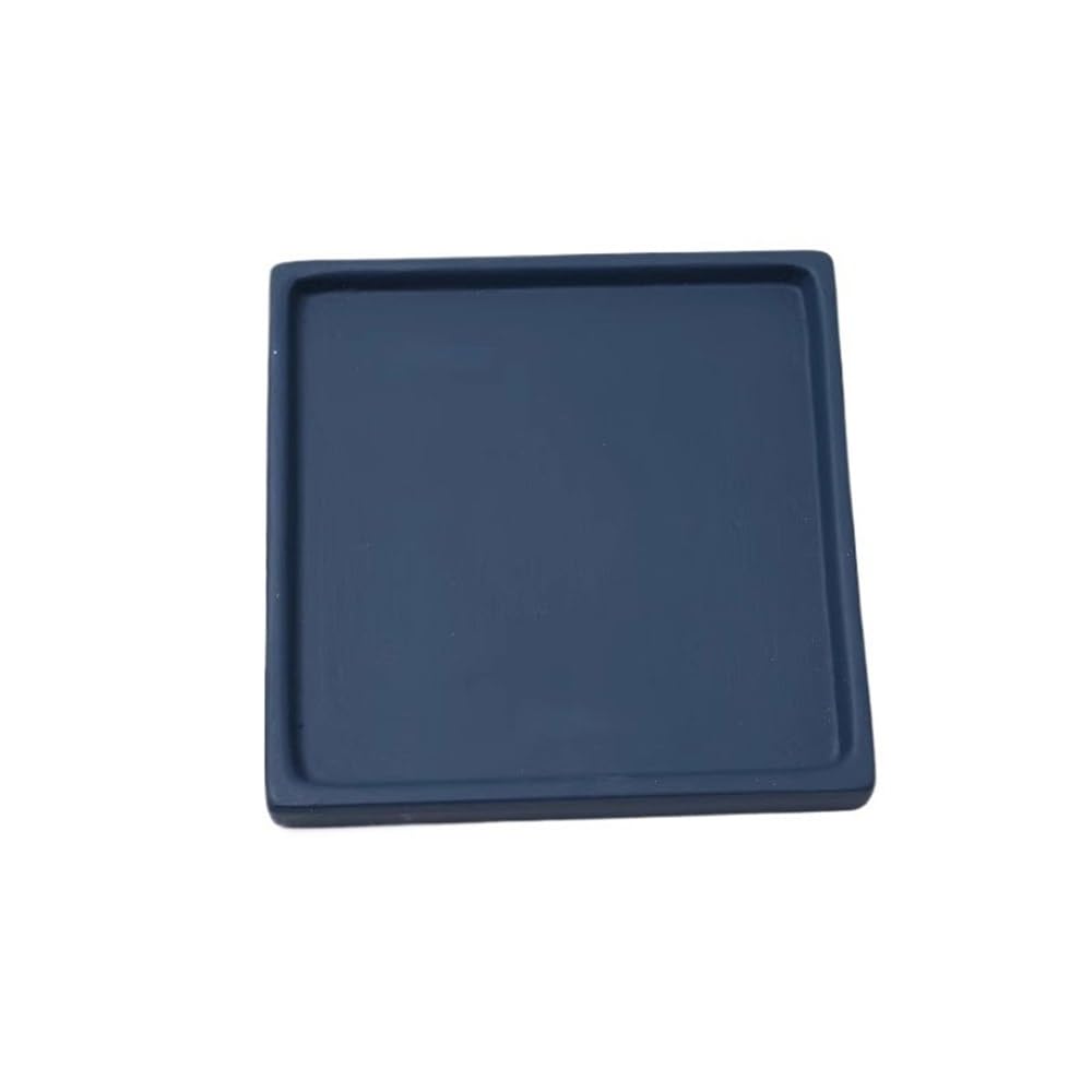 Prettiee plant dish saucer Desktop Square Planter Saucers, Home Gardening for Ceramic Plant Drip Trays (Blue L)