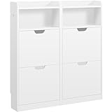 Yaheetech Schuhschrank 4 Klappen, Schuhkipper Schuhregal mit...