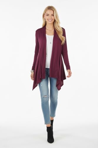 Image of ToBeInStyle Womens Open Front Long Sleeve Lightweight Asymmetrical Draped Cardigan with Side Pockets