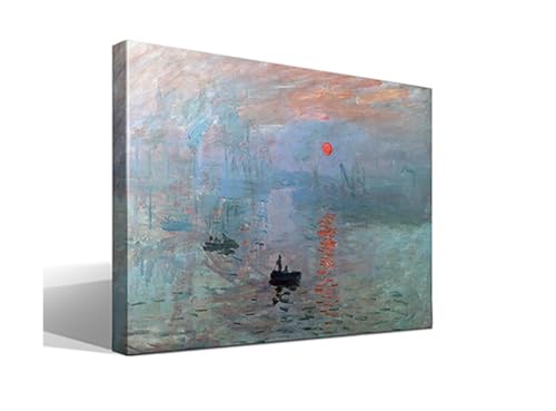 cuadrosfamosos.es | Cuadro | Canvas | Wall Art | Impresión Sol Naciente de Oscar Claude Monet | Impresión Giclée sobre lienzo de algodón 100% | Bastidor de 3cm | 55x75cm