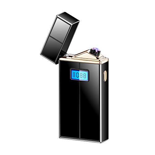 Pantheraa Encendedor de Arco Dual Recargable sin Llama, Resistente al Viento, eléctrico, de Plasma, portátil, indicador de batería LED, Bueno para Cigarrillos, Velas, Papel, Negro