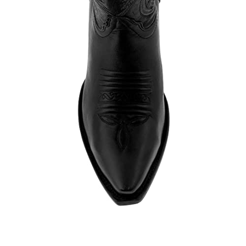 Texas Legacy Mens Black Cowboy Boots Western Wear Solid Leather Snip Toe4